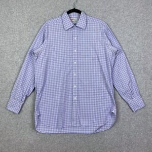 Turnbull & Asser Shirt Size 16.5-42 Purple Plaid Cotton Dress Shirt